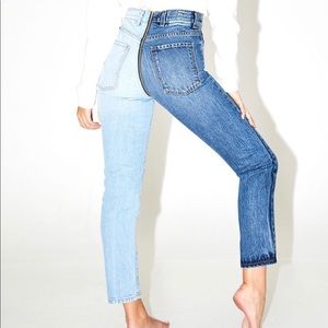 REVICE Fun Zipper Two-Tone Jeans